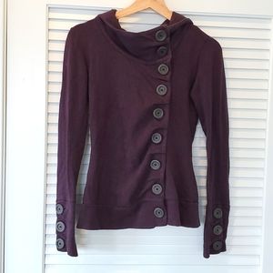 Nomads Hempwear Purple Hooded Button Sweater Size Small Organic Cotton